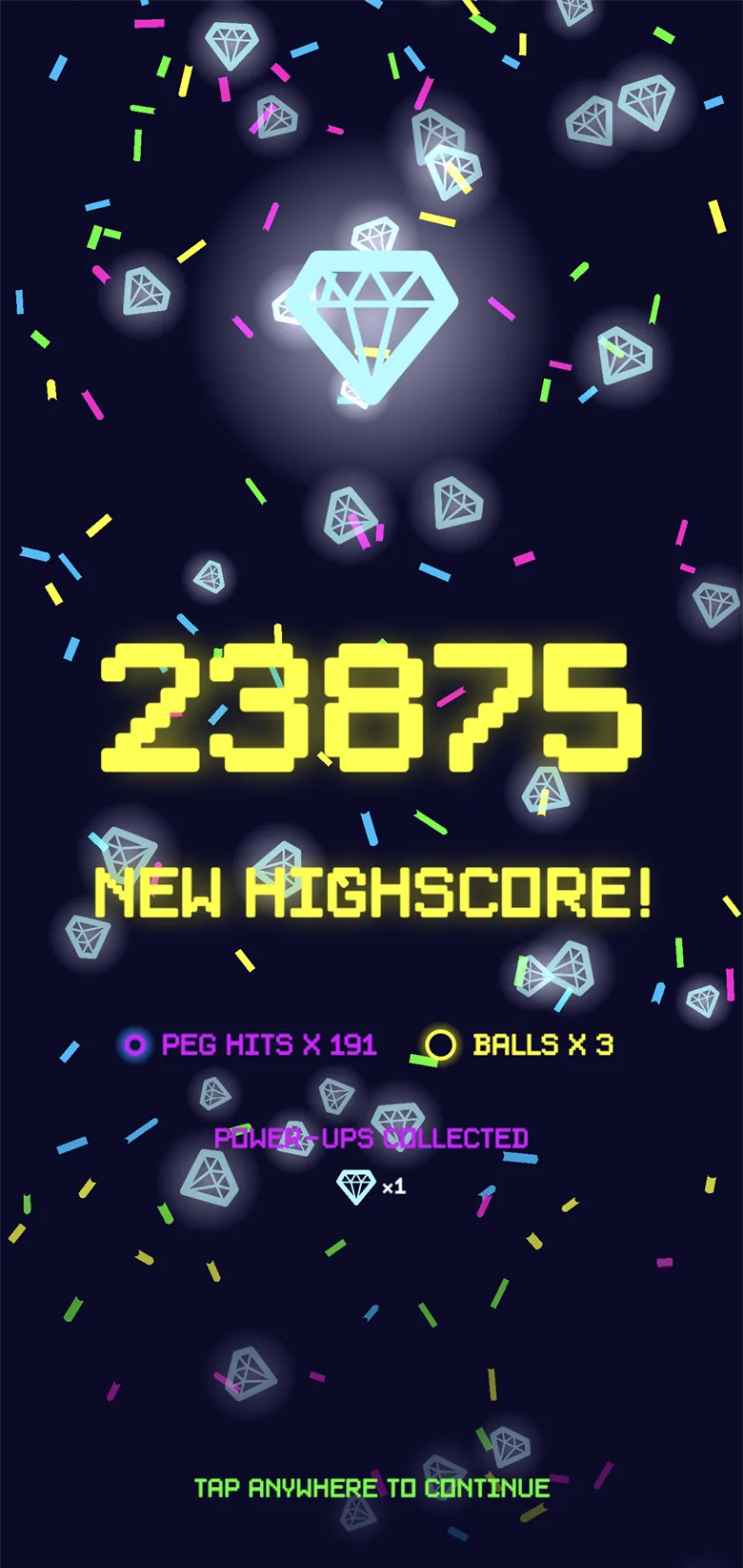 New high score screen with score breakdown