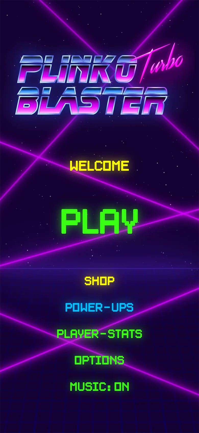 Plinko Blaster Turbo neon main menu